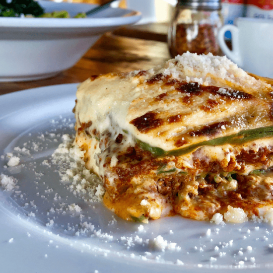 SpinachLasagneCover Green spinach lasagna on a plate